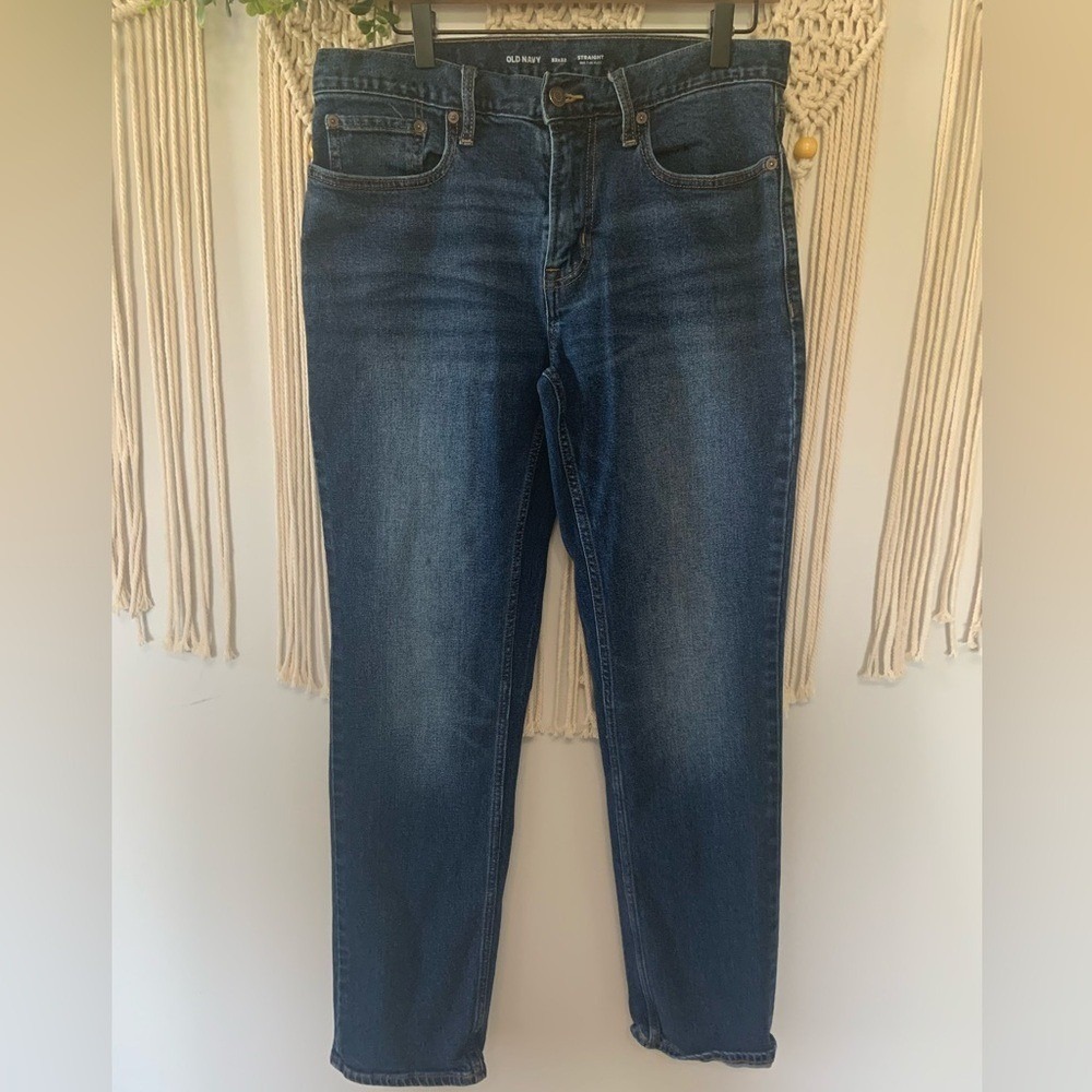 OLD NAVY Men's Basic Straight Built In Flex Dark‎ Wash Jeans 32x32